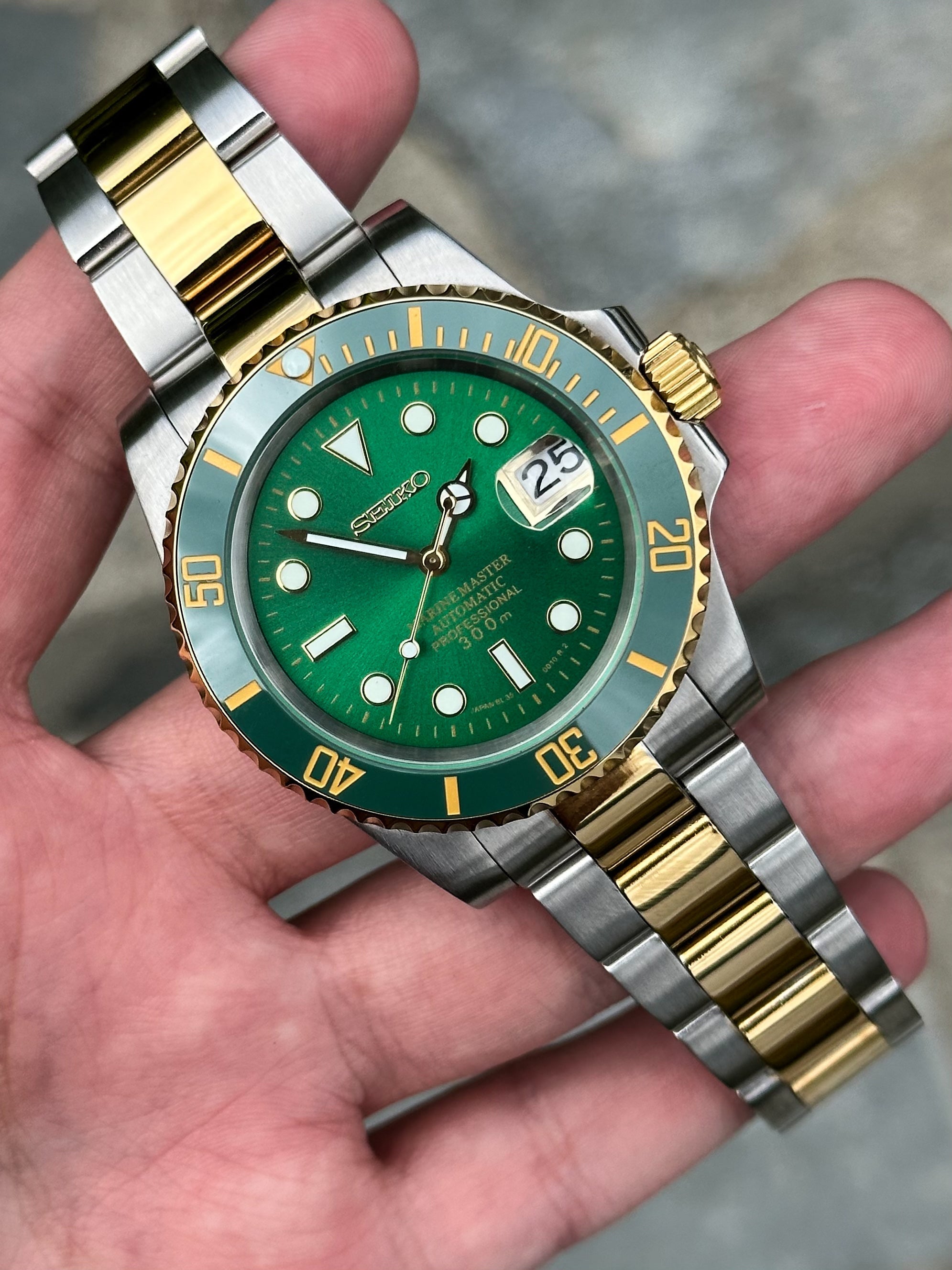 Seiko Mod - Submariner Two-tone Green